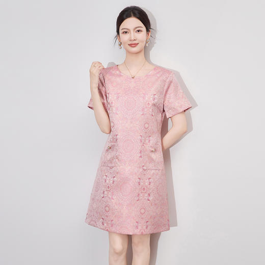 「高货wl」全新升级【铂金会员330/天猫439/差价109】(02007)洛诗琳国风金丝提花A字裙2025夏季气质修身显瘦连衣裙 商品图0