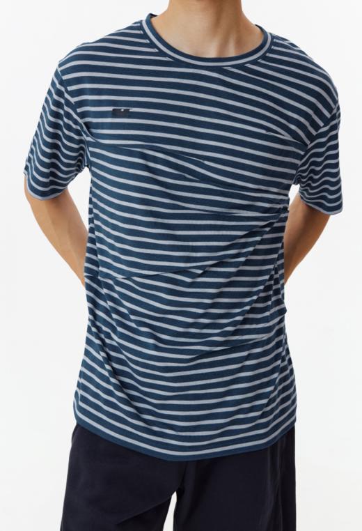 CryingCenter 海洋蓝条纹捏褶短袖tee 哭喊中心 商品图5