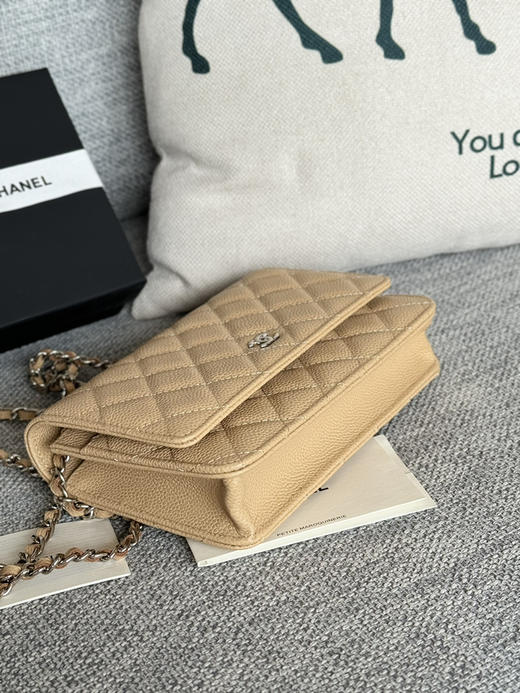 香奈儿woc链条包🉐️牛皮-杏色银扣（粗球纹） 商品图0