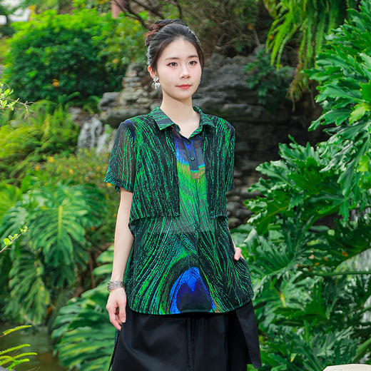 【夏季新品】雀情层次感印花上衣 | 轻薄透气 现货加急发 商品图4