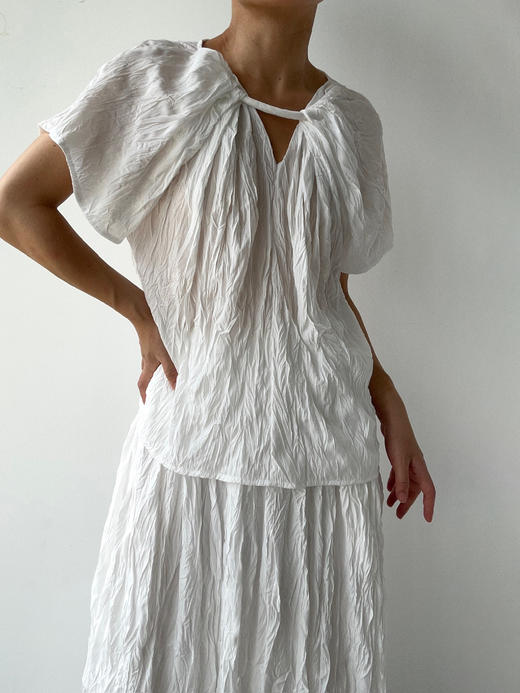 VC｜PF25018 Allie crinkled top [ 衬衫 墨绿 / 白 ] 商品图2