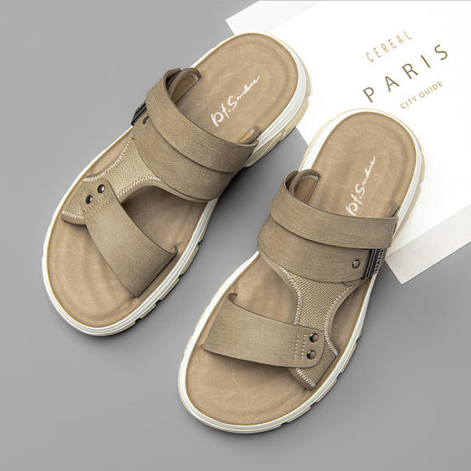 圣得西男鞋2024年夏季新款男士中青年户外休闲凉拖鞋时尚沙滩脱鞋 商品图2