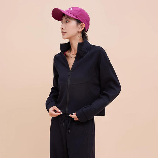 【3~5天发货】跃牌【美度空间】系列 秋冬气质立领运动外套长袖修身百搭显瘦健身服大口袋宽松休闲上衣 商品图3