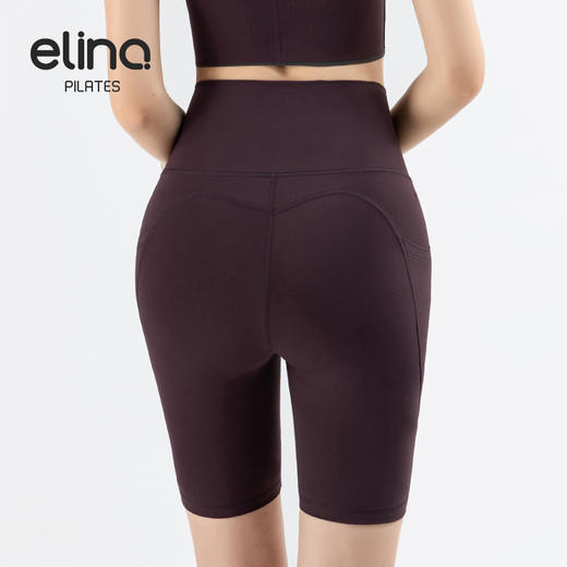 一恋普拉提 2025夏季新款弹力高腰裸感莱卡塑型侧口袋五分裤瑜伽短裤EMM5201 商品图5