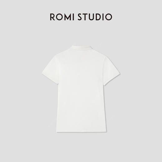 ROMI STUDIO“Clean fit”强捻长绒棉白色Polo领短袖T恤 RWCRSG2835 商品图1