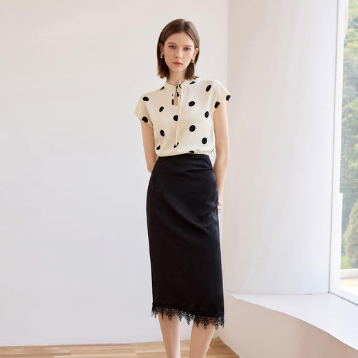 IWY/洋气减龄波点衬衫新款时尚短袖高级感新中式水滴领气质上衣  B557+S2303 商品图0