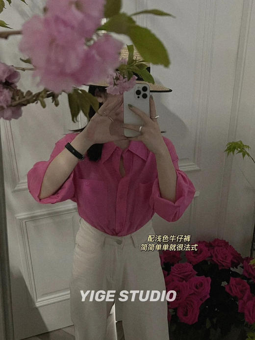 特调梅粉色苎麻定染显白轻薄衬衫防晒衫 商品图11