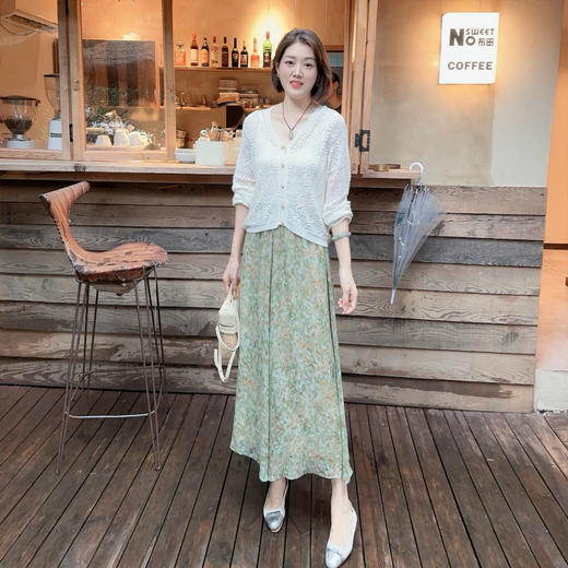 火桐hooton铂金系列 吉维尼花园 双层真丝乔其半身裙YT1039 商品图2