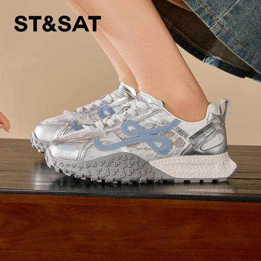 星期六时尚拼接蕾丝网面厚底阿甘鞋SSD2112W7K 商品图3