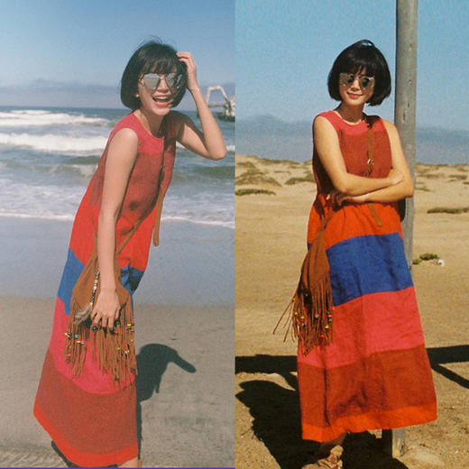 绽放女装424朵/限量复活款·2016年亚麻印花彩虹裙背心裙连衣裙女 商品图3