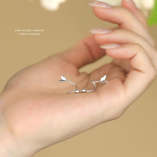 【蝴蝶绘迹】S999纯银螺旋曲线蝴蝶莫比乌斯耳钉【YXS-E5514】 商品图1