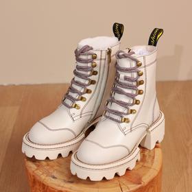 【抖音专属】厚底马丁靴(DD2216358-米白色)