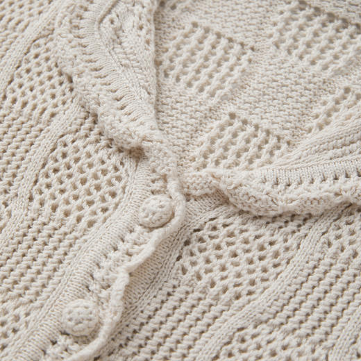 ROMI STUDIO“法式复古”手工钩织镂空棉质短款针织开衫 RWCRSZ3490 商品图3