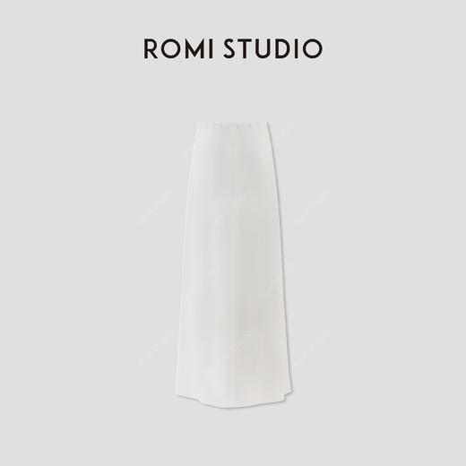 ROMI STUDIO“清新优雅” 醋酸凉感轻柔顺滑双开叉半身裙RWCRX42450 商品图1