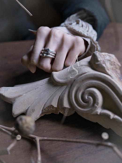 Rose Maria 25AW rond香槟色原矿钻手工银戒 商品图0