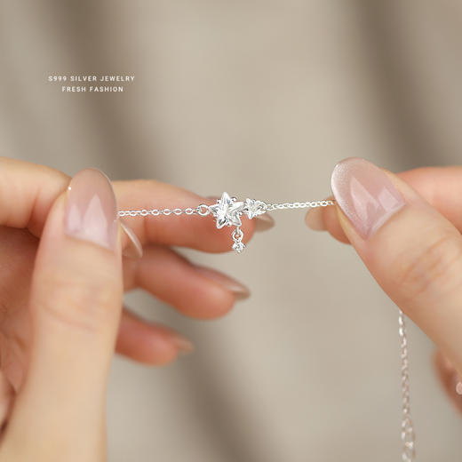 【许愿星星】S999纯银锆石星星手链【YXS-L1049】 商品图3