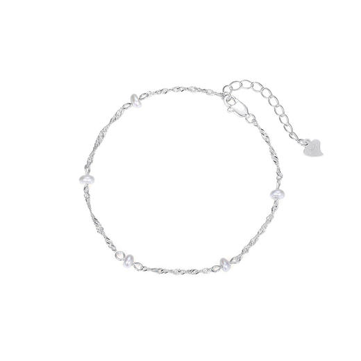 【涟漪清辉】S925纯银巴洛克天然异形珍珠双旋链贝珠手链【YXS-L1108】 商品图4