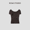 ROMI STUDIO“知识分子”丝光棉卷边一字领短袖针织衫 RWCSSG2671 商品缩略图0