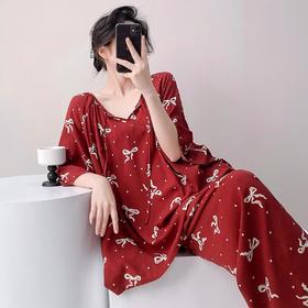 【全面升级！买一送一】2025年新款春夏短袖棉绸睡衣女士薄款大码显瘦夏天凉快家居服套装