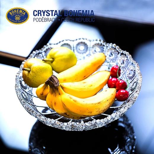 BOHEMIA捷克进口水晶玻璃果盘 家用水果盘果盆客厅创意个性干果盘波西米亚500PK小果碟18cm手刻果斗30.5cm 商品图4