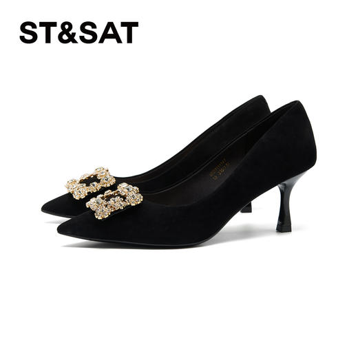 【高定系列】星期六法式轻奢蕾丝钻扣细高跟宴会鞋SSD3111147 商品图9