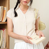 【自由随性，时髦百搭】夏季莱赛尔天丝亚麻针织短袖   V领纽扣开衫短袖 & 圆领撞色短袖 商品缩略图7