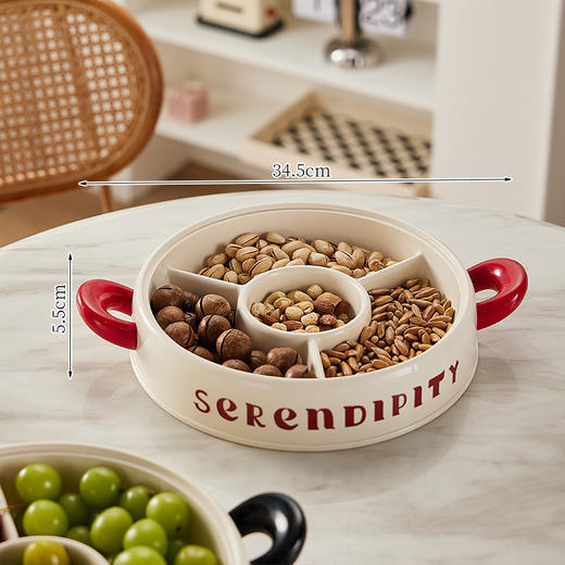 【复古美感，轻奢果盘】蝴蝶结干果盘 多层家用客厅分格带盖糖果盒 ins风零食摆放盘水果盘-QQ 商品图10