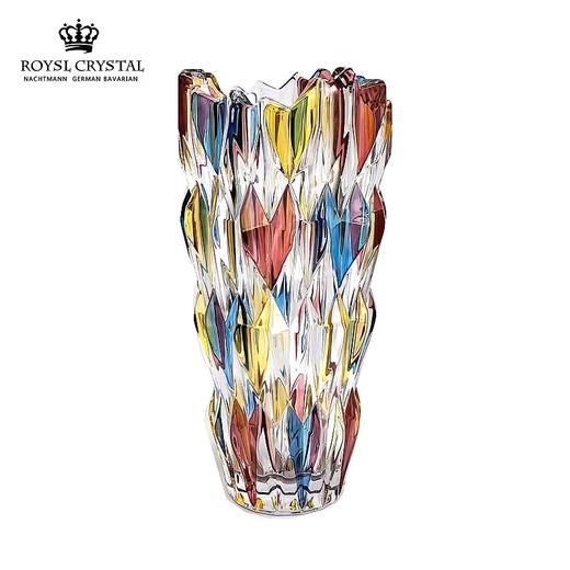 水晶玻璃手绘彩色花瓶轻奢家居花瓶摆件装饰波西米亚石英彩色花瓶26cm 商品图1