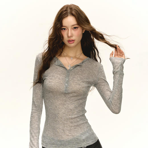 Ariseism  美式复古设计感长袖T恤女秋季新款修身上衣 商品图3