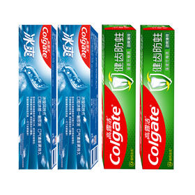 高露洁健齿防蛀超爽薄荷牙膏140克*2支+冰爽薄荷120g*2支【XPTX】