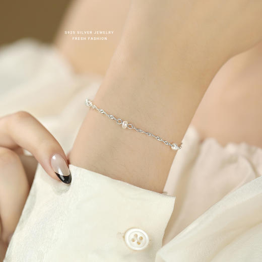 【涟漪清辉】S925纯银巴洛克天然异形珍珠双旋链贝珠手链【YXS-L1108】 商品图3