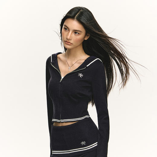 Ariseism 美式复古连帽毛衣针织衫微喇长裤套装女秋冬新款两件套 商品图3