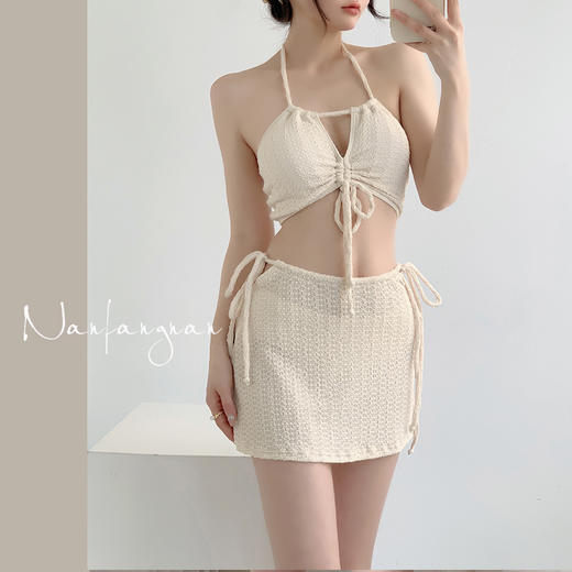 三件套泳衣女比基尼泳装性感网红风高级感显瘦胸垫ins风泡温泉125005 商品图0