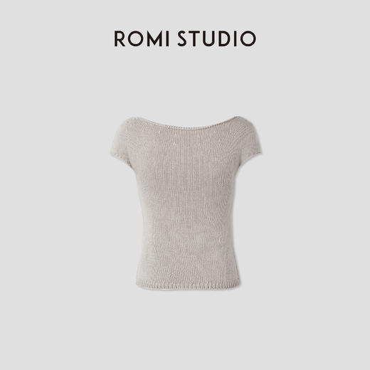 ROMI STUDIO“知识分子”丝光棉卷边一字领短袖针织衫 RWCSSG2671 商品图2