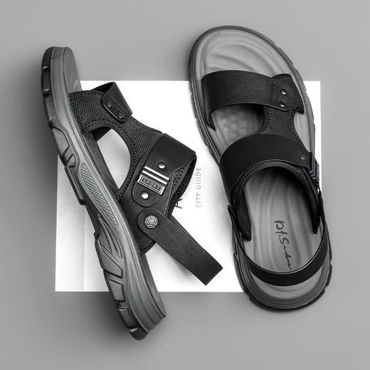 圣得西男鞋2024年夏季新款男士中青年户外休闲凉拖鞋时尚沙滩脱鞋 商品图1