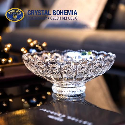 BOHEMIA捷克进口水晶玻璃果盘 家用水果盘果盆客厅创意个性干果盘波西米亚500PK小果碟18cm手刻果斗30.5cm 商品图0