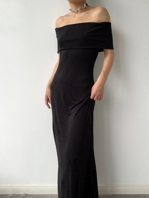 CG｜Carmen Dress [ 黑色针织一字肩连衣裙] 商品图1