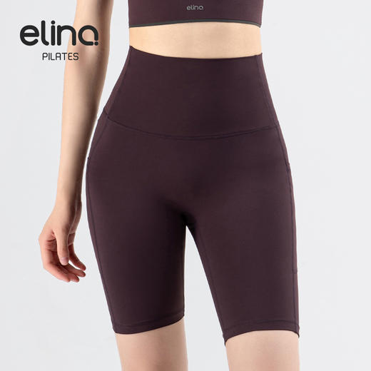 一恋普拉提 2025夏季新款弹力高腰裸感莱卡塑型侧口袋五分裤瑜伽短裤EMM5201 商品图3