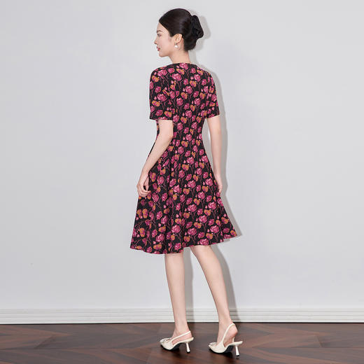 「高货wl」全新升级【铂金会员321/天猫429/差价108】(01301)洛诗琳法式复古印花雪纺连衣裙2025夏季收腰显瘦印花裙 商品图1