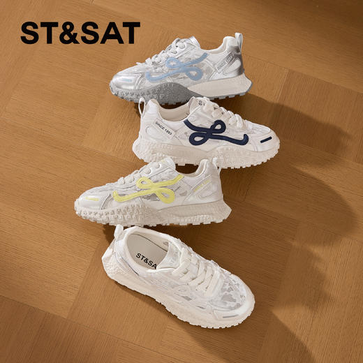 星期六时尚拼接蕾丝网面厚底阿甘鞋SSD2112W7K 商品图4