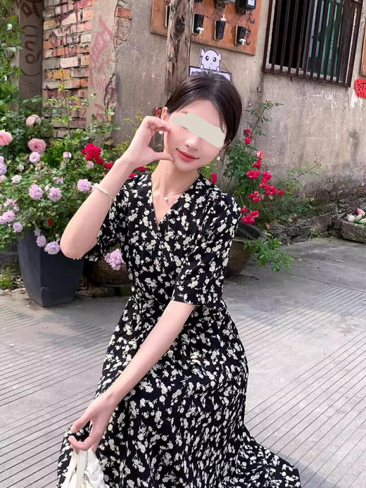 裁缝学苑AS533法式碎花短袖V领连衣裙纸样女装长款收腰裙子样板 商品图4