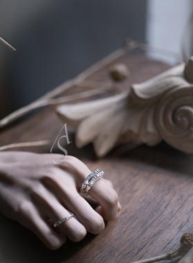 Rose Maria 25AW roky冰白色原矿钻八颗排镶手工银戒