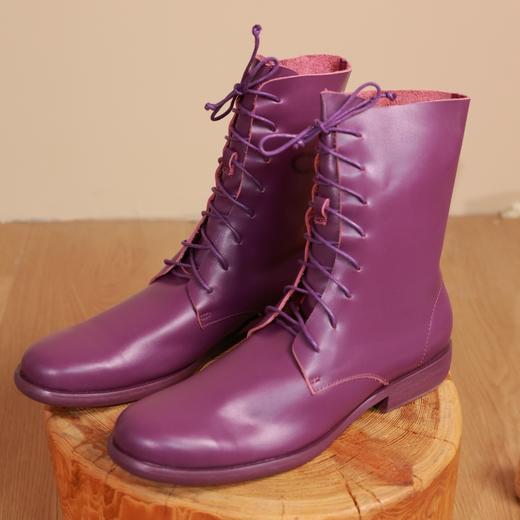 【抖音专属】秋款米白色靴子(8197-1紫色) 商品图0