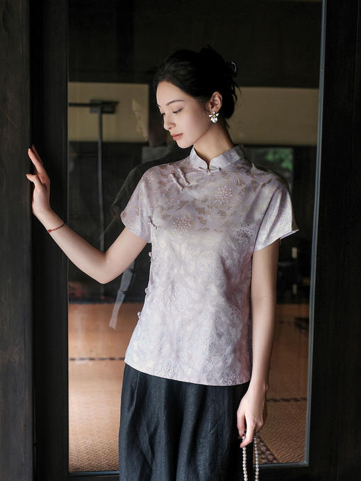 盛唐牡丹| 敦煌飞天兔异色罗上衣 商品图0