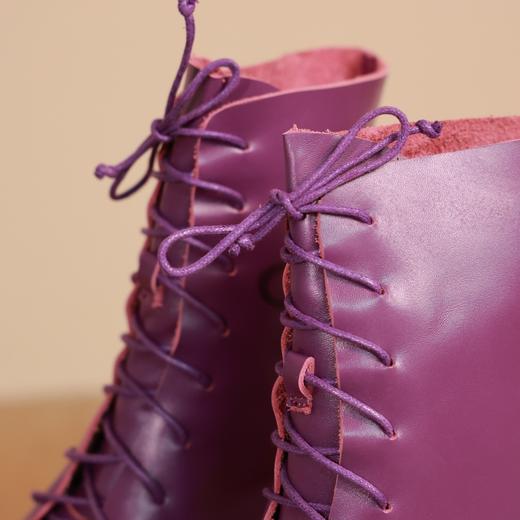 【抖音专属】秋款米白色靴子(8197-1紫色) 商品图1