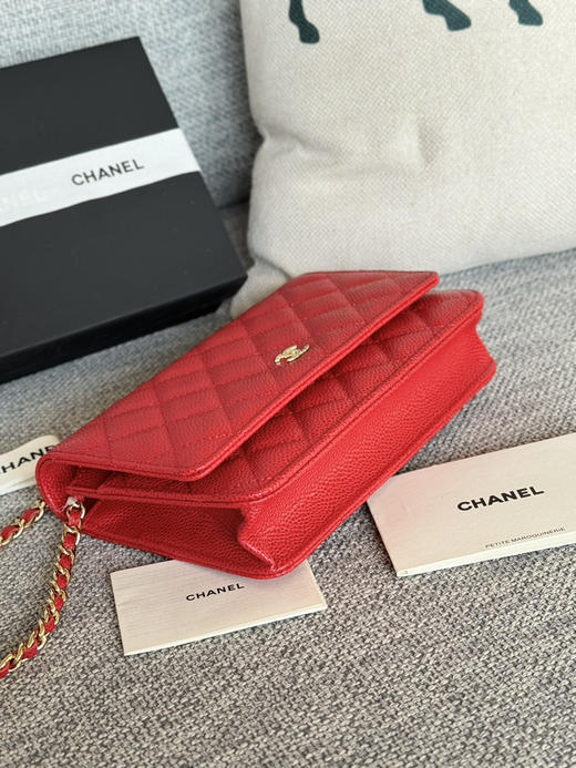 香奈儿woc链条包🉐️牛皮-红色金扣（粗球纹） 商品图0