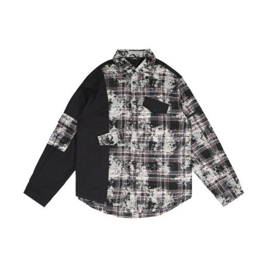 D.Desirable -不对称做旧格纹拼接衬衫 商品图0