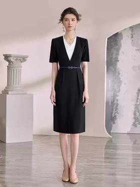 IWY/简单大方假两件西装连衣裙女夏季新款高级感优雅气质显瘦收腰裙子Q1396