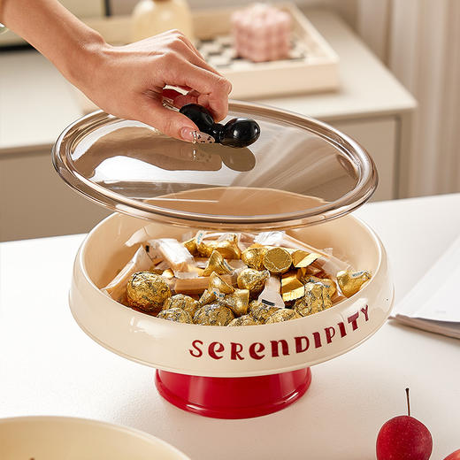 【复古美感，轻奢果盘】蝴蝶结干果盘 多层家用客厅分格带盖糖果盒 ins风零食摆放盘水果盘-QQ 商品图2