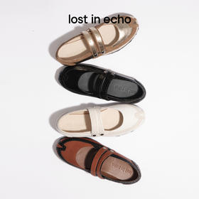lost in echo2025秋冬新款浅口布洛克真皮超轻薄底芭蕾舞玛丽珍鞋